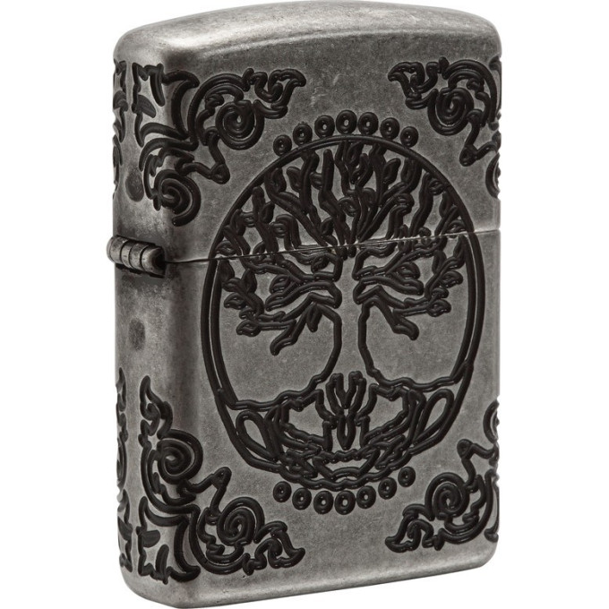 Zippo Armor 29670 — Antique Silver, гравировка «Древо жизни»
